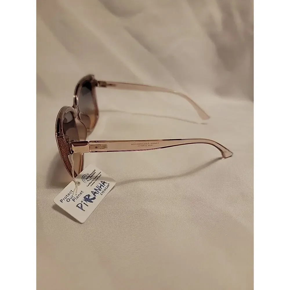 Piranha Designer Cat Eye Sunglasses Fashion Eyewear Brown Clear Frames # 62141